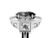 Oval Milgrain Sectioned Halo Engagement Ring Setting for a Black Center | White Gold