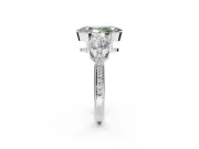 Marquise Three Stone Engagement Ring Setting for a Fancy Green Lab-Grown Diamond | Tapered Pave Band | Sterling Silver