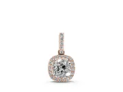 Cushion Cut Lab-Grown Diamond Halo Pendant Necklace | Pavé Bail | Rose Gold