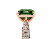 Fancy Green Asscher Cut Diamond Solitaire Engagement Ring Set in Rose gold with Multi-Row Round Pavé Band and Prong Setting