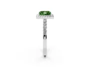 Fancy Green Princess Cut Diamond Halo Pavé Solitaire Ring Set in Silver with Prong-Set Center Stone