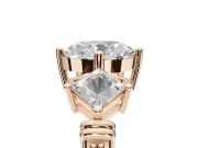 Oval Three Stone Engagement Ring Setting | On-Point Princess Side Stones | Rose Gold