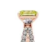 Emerald Cut Three Stone Engagement Ring Setting for a Fancy Yellow Lab-Grown Diamond | Rose Gold