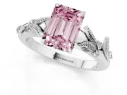 Emerald Cut Leaf Solitaire Engagement Ring Setting for a Fancy Pink Lab-Grown Diamond | Platinum