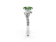 Fancy Green Oval Cut Diamond Solitaire Ring Set in Silver with Marquise Twist Band and Prong Setting