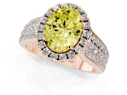 Oval Pavé Engagement Ring Setting for a Fancy Yellow Lab-Grown Diamond | Wide Three-Row Band | Rose Gold