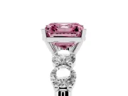 Asscher Cut Five Stone Engagement Ring Setting for a Fancy Pink Lab-Grown Diamond | Prong Set Side Stones | White Gold