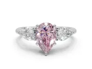 Pear-Shaped 3-Stone Engagement Ring Setting for a Fancy Pink Lab-Grown Diamond | White Gold