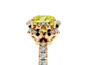 Cushion Cut Floral Petal Halo Engagement Ring Setting for a Fancy Yellow Lab-Grown Diamond | Pavé Band | Yellow Gold