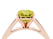 Fancy Yellow Radiant Cut Diamond Solitaire Engagement Ring Set in Rose gold with Prong Setting and Tapered Band
