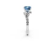 Fancy Blue Princess Cut Diamond Solitaire Ring Set in Platinum with Marquise Twist Band and Prong Setting