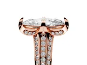 Marquise Cut Diamond Pavé Split Shank Solitaire Ring Set in Rose gold with Prong Setting