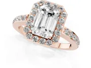 Emerald Cut Halo Engagement Ring Setting | Rose Gold