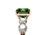 Asscher Cut Five Stone Engagement Ring Setting for a Fancy Green Lab-Grown Diamond | Prong Set Side Stones | Rose Gold