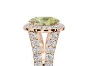 Oval Halo Pavé Engagement Ring Setting for a Fancy Yellow Lab-Grown Diamond | Narrow Split Shank | Rose Gold