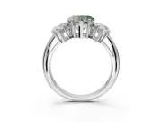 Heart-Shaped Three Stone Engagement Ring Setting for a Fancy Green Lab-Grown Diamond | Plain Band | White Gold