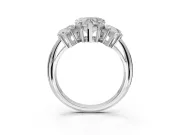 Heart-Shaped Three Stone Engagement Ring Setting | Plain Band | White Gold