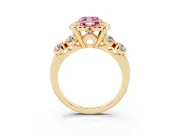 Cushion Cut Floral Engagement Ring Setting for a Fancy Pink Lab-Grown Diamond | Petal Frame | Yellow Gold