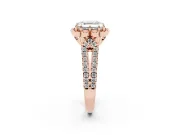 Asscher Cut Petal Frame Floral Halo Engagement Ring Setting | Pavé Split Shank | Rose Gold