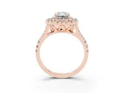 Radiant Cut Halo Split Shank Engagement Ring Setting | Rose Gold