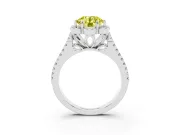 Round Petal Frame Floral Halo Engagement Ring Setting for a Fancy Yellow Lab-Grown Diamond | Pavé Split Shank | Platinum