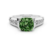 Cushion Cut Half Bezel Engagement Ring Setting for a Fancy Green Lab-Grown Diamond | Sterling Silver