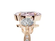 Marquise Three Stone Engagement Ring Setting for a Fancy Pink Lab-Grown Diamond | Tapered Pave Band | Rose Gold