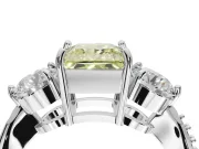 Princess Cut Three Stone Engagement Ring Setting for a Fancy Yellow Lab-Grown Diamond | Tapered Pave Band | Platinum