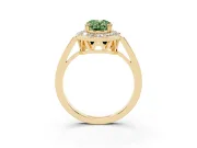 Oval Halo Engagement Ring Setting for a Fancy Green Lab-Grown Diamond | Polished Halo Rim | Yellow Gold