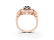 Pear-Shaped Milgrain Sectioned Halo Engagement Ring Setting for a Black Center | Rose Gold