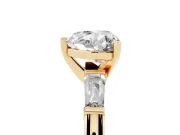 Heart-Shaped Three Stone Engagement Ring Setting | Tapered Baguettes | Yellow Gold