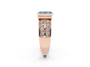 Emerald Cut Half Bezel Engagement Ring Setting for a Fancy Blue Lab-Grown Diamond | Double Row Channel Band | Rose Gold