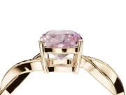 Cushion Cut Twisted Pavé Solitaire Engagement Ring Setting for a Fancy Pink Lab-Grown Diamond | Yellow Gold