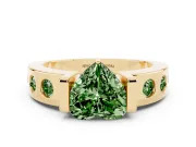 Heart-Shaped Tension Style Engagement Ring Setting for a Fancy Green Lab-Grown Diamond | Yellow Gold