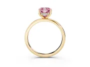 Cushion Cut Hidden Halo Engagement Ring Setting for a Fancy Pink Lab-Grown Diamond | Plain Band | Yellow Gold