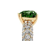 Heart-Shaped Close Set Pave Engagement Ring Setting for a Fancy Green Lab-Grown Diamond | Multi Row | Yellow Gold