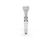 Cushion Cut Diamond Solitaire Ring Set in Silver with Channel-Set Band and Prong Setting