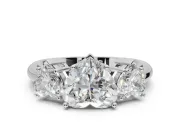 Heart-Shaped Three Stone Engagement Ring Setting | Plain Band | White Gold