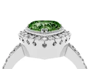 Heart-Shaped Milgrain Halo Engagement Ring Setting for a Fancy Green Lab-Grown Diamond | Pavé Shoulders | Platinum