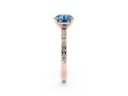Round Petite Pavé Solitaire Engagement Ring Setting for a Fancy Blue Lab-Grown Diamond | Slim Band | Rose Gold