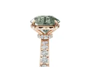 Round Hidden Halo Engagement Ring Setting for a Fancy Green Lab-Grown Diamond | Pavé Band | Rose Gold