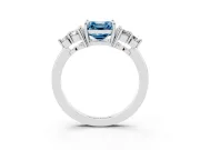 Asscher Cut Cluster Side Stone Engagement Ring Setting for a Fancy Blue Lab-Grown Diamond | Plain Band | Sterling Silver