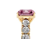 Asscher Cut Engagement Ring Setting for a Fancy Pink Lab-Grown Diamond | Yellow Gold - Design NV-24643