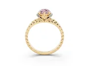 Fancy Pink Marquise Cut Diamond Halo Ring Set in Yellow gold with Twisted Band and Prong Setting