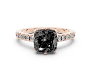 Cushion Cut Hidden Halo Engagement Ring Setting for a Black Center | Rose Gold