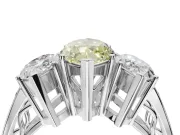 Marquise Three Stone Engagement Ring Setting for a Fancy Yellow Lab-Grown Diamond | Beaded Shoulders | Sterling Silver