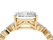 Radiant Cut Scattered Accent Engagement Ring Setting | Slim Band | Yellow Gold