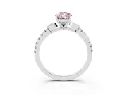 Fancy Pink Pear Cut Diamond Solitaire Leaf-Inspired Ring Set in Silver with Pavé Band and Prong Setting
