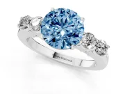 Round Close Set Five Stone Engagement Ring Setting for a Fancy Blue Lab-Grown Diamond | Platinum
