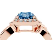 Radiant Cut Floral Halo Engagement Ring Setting for a Fancy Blue Lab-Grown Diamond | Rose Gold